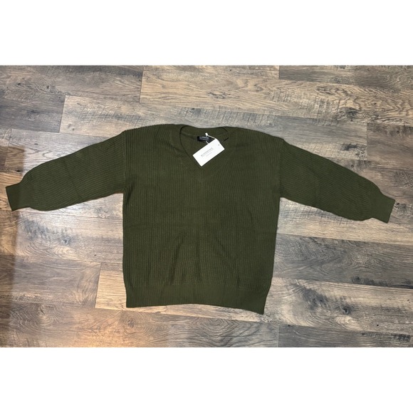 Bloomchic‎ V-Neck Sweater Olive Green Ribbed Knit Pullover Plus Size US18-20 - Picture 1 of 7